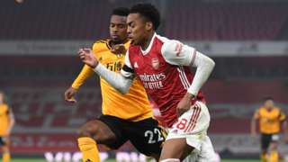 Action from Arsenal v Wolves in the 2020-21 Premier League