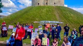 Protestors in York at Castle Hill
