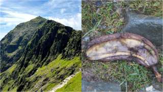 Yr Wyddfa and a rotting banana skin on the mountain