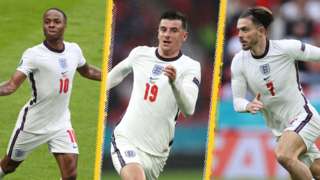 Raheem Sterling, Mason Mount and Jack Grealish