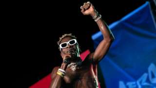Ghanaian reggae-dancehall artist, Charles Nii Armah Mensah Jr. known by his stage name, Shatta Wale, performs during the Afrochella Music Festival on December 29, 2022 in Accra, Ghana