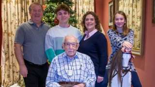 Captain Sir Tom Moore with family at Christmas