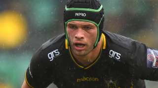 Dom Barrow in action for Northampton Saints