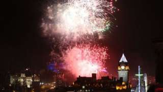 Hogmanay fireworks over Edinburgh