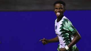 Flourish Sabastine celebrates her goal for Nigeriaa at the Under-20 Women's World Cup