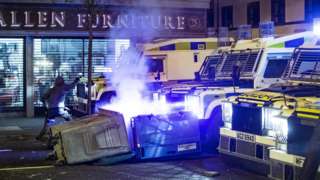 The scene in the Sandy Row area of Belfast last April after riots erupted in the area