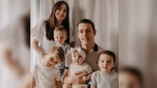 Abbey Silvester with her partner and four of their children