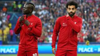 Sadio Mane and Mohamed Salah ahead of the European Champions League final