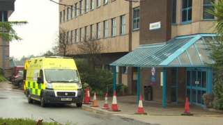 An ambulance parked outside the Royal Lancaster Infirmary