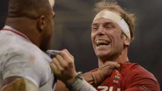 Kyle Sinckler and Alun Wyn Jones clash in Cardiff in 2019