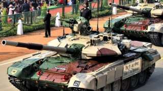 Танк Т-90 "Бишма" на параде индийской армии