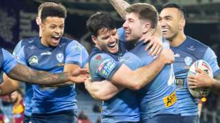 St Helens celebrate a try