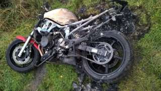 Burnt motorbike