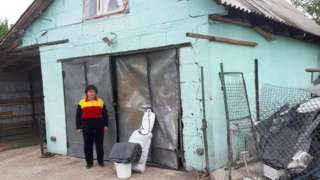 A damaged house in Ukraine