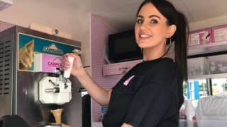 Natasha Salter, Mobile Ice Cream Vendor, iCandy Bristol making an ice cream