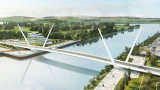 And artists' impression of the 184m bridge over the Clyde
