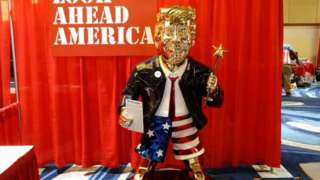 A statue of former U.S. President Donald Trump is pictured at the Conservative Political Action Conference (CPAC) in Orlando, Florida