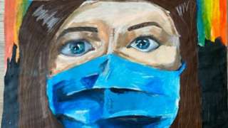 Drawing of a person wearing a mask