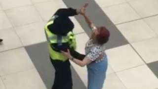Dancing police man