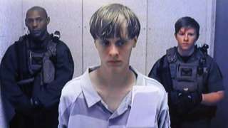 Dylann Roof appears at Centralized Bond Hearing Court on 19 June 2015 in North Charleston, South Carolina
