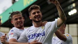 Mateusz Klich celebrates Leeds' opening goal