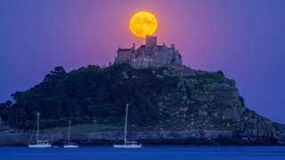 The supermoon over St Michael's Mount