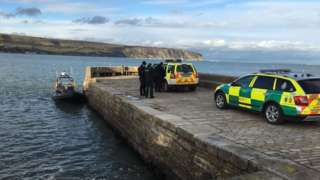 The scene of the rescue at Swanage Bay