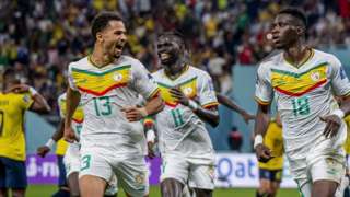 Senegal celebrate a goal against Ecuador