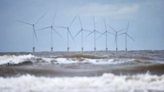 Off-shore wind turbines in the UK.