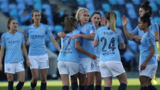 Manchester City Women celebrate the goal