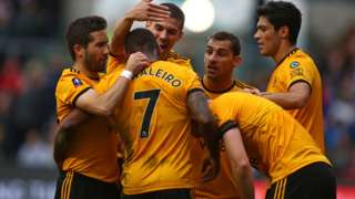 Wolves celebrate Ivan Cavaleiro's goal against Bristol City
