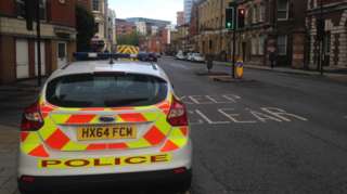 Police car at the scene on Canute Road
