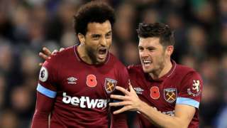 Felipe Anderson celebrates scoring against Huddersfield