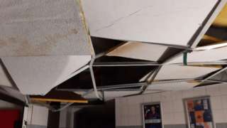 Damaged toilets in the Atyeo Stand at Ashton Gate Stadium