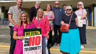 Campaigners outside Durham County Council