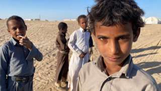 Boys at al-Samya camp for displaced people in Marib, Yemen