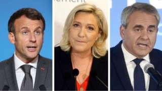 French presidential rivals (L-R) - Emmanuel Macron, Marine Le Pen, Xavier Bertrand