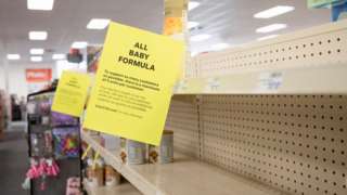 Empty shelves in US supermarket