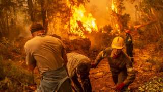 firefighters on evia