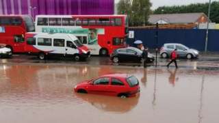 A car in flood water