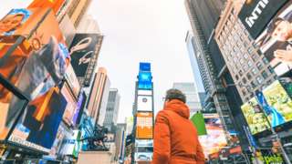 Person looking at Times Square