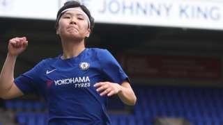 Ji So-Yun celebrates scoring against Liverpool