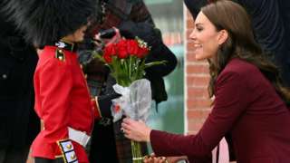 Prince William, Prince of Wales and Catherine, Princess of Wales receive flowers from Henry Dynov-Teixeira, 8,
