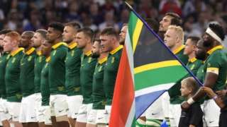 South Africa rugby team line up to face Tonga at 2023 France World Cup