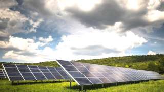 stock image of a solar farm