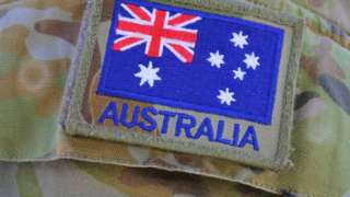Badge of Australian flag on army uniform