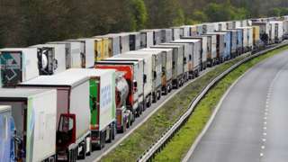 Lorries queuing on the M20
