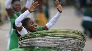 A member of Independence Band performs at the Eagles Square in Abuja, Nigeria during the countrys 60th Independence Celebration on October 1, 2020