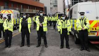 Police officers at the Lowry Hotel