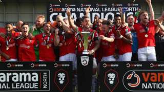 Salford City celebrate winning the National League North title in April 2018